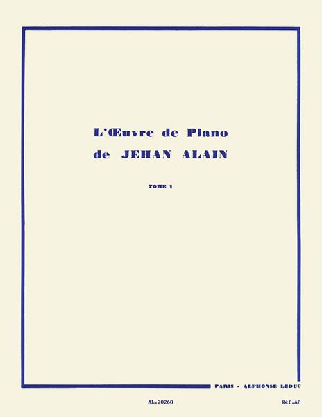 L' Oeuvre Pour Piano, Vol. 1.