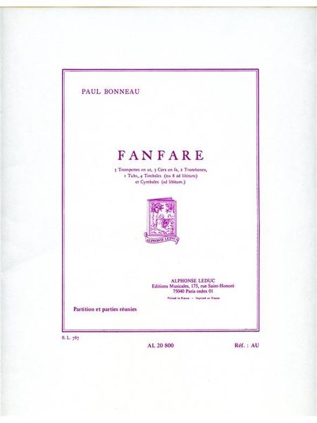 Fanfare : Pour Ensemble Cuivres Partition Et Parties.