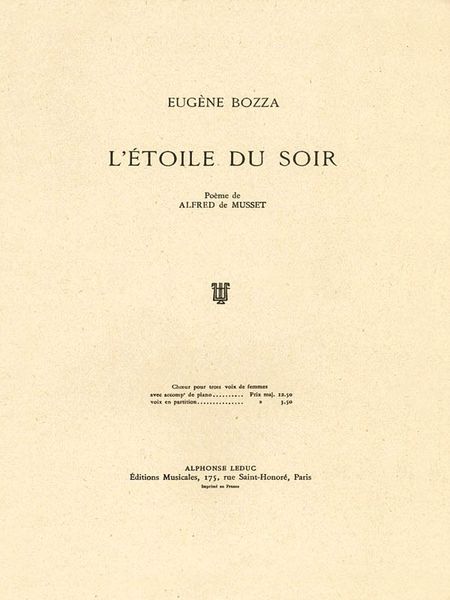 L' Etoile Du Soir : Pour 3 Voix Femmes Et Piano.