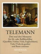 Drei Mal Drei Menuette : Für Alt- Oder Bassblockflöte, Viola und Basso Continuo.