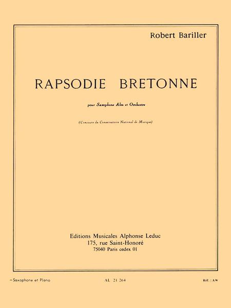 Rapsodie Bretonne : Pour Saxophone Mib Et Piano.