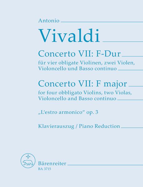 Concerto For 4 Violins, Op. 3, No. 9 : Piano reduction.