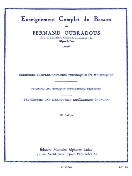 Gammes Et Exercises Journalieres, Vol. 3 : For Bassoon.