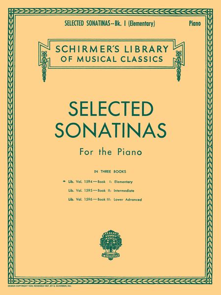 Selected Sonatinas For The Piano, Book 1 : Elementary.