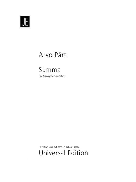 Summa : Für Saxophonquartett (1977/2009).