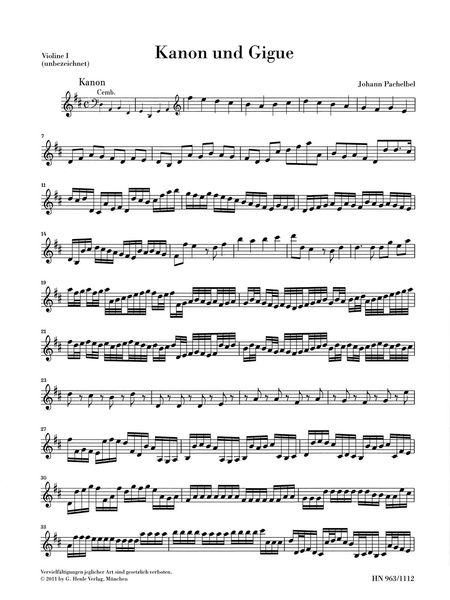 Kanon und Gigue D-Dur : Für Drei Violinen und Basso Continuo / Ed. Norbert Müllemann.