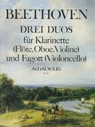 Three Duos, WoO 27 : For Clarinet (Flute, Oboe, Violin) and Bassoon (Violoncello).