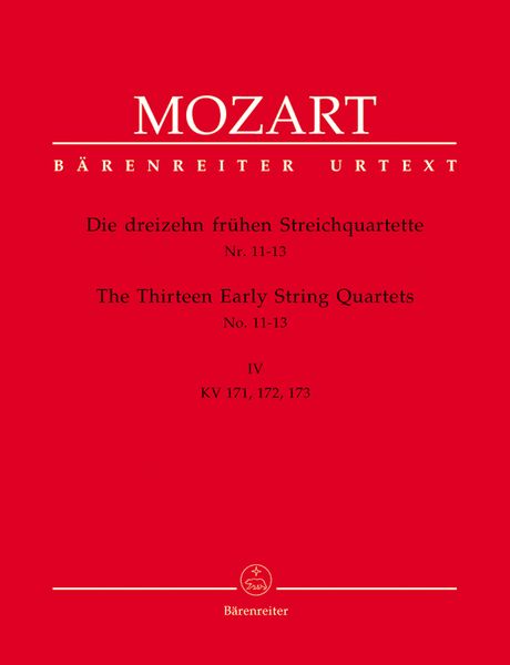 Thirteen Early String Quartets, Book 4 : Nos. 11-13, K. 171, 172, 173.