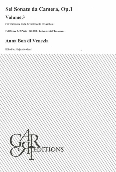 Sonata Op. 1 No. 3 : For Transverse Flute and Violoncello Or Cembalo / edited by Alejandro Garri.