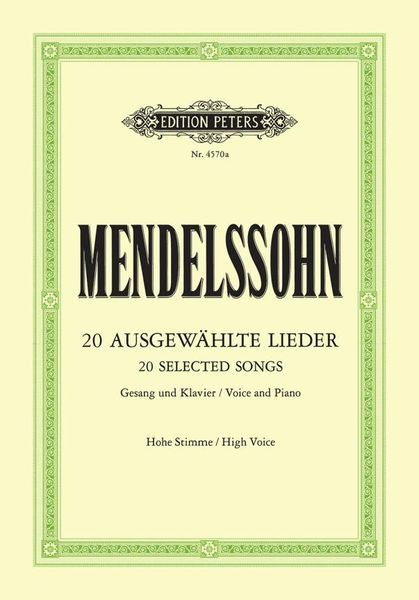 20 Ausgewählte Lieder : Für Gesang und Klavier.
