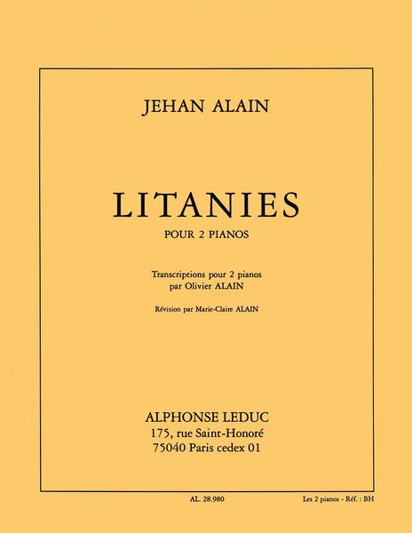 Litanies : For Two Pianos / transcribed by Olivier Alain.