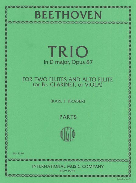 Trio In D Major, Op. 87 : For Two Flutes and Alto Flute (Or Bb Clarinet, Or Viola).