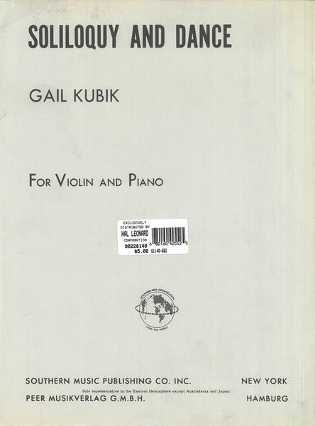 Soliloquy and Dance : For Violin and Piano.