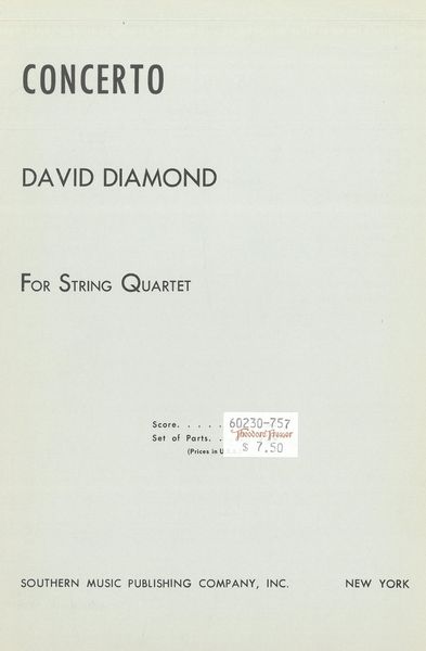 Concerto : For String Quartet.