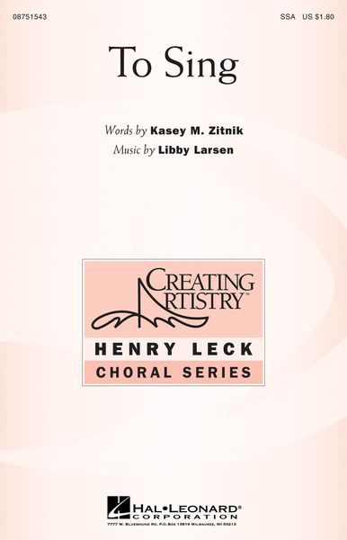 To Sing : SSA Chorus.
