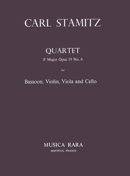 Quartett In F, Op. 19 Nr. 6 : For Bassoon, Violin, Viola and Violoncello / Ed. William Waterhouse.
