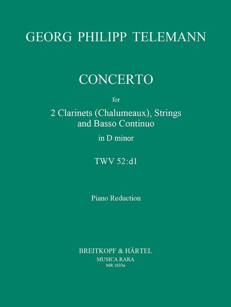 Concerto In D Minor, TWV 52:D1 : For 2 Clarinets and Piano / edited by Hermann Dechant.
