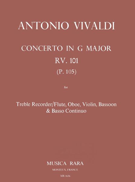 Concerto In G Major, RV 101 : For Recorder, Oboe, Violin, Bassoon and Basso Continuo.