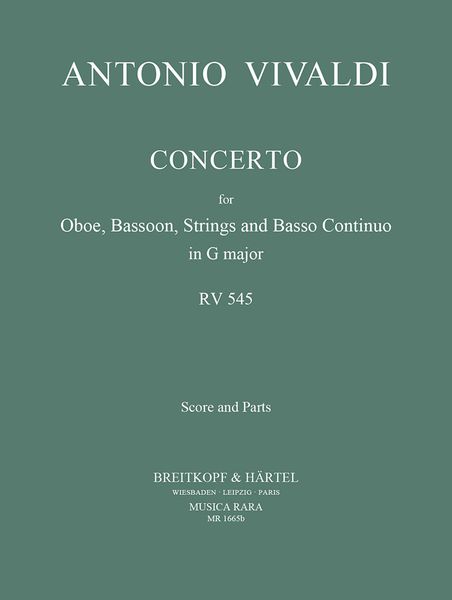 Concerto In G, RV 545 : For Oboe, Bassoon and Orchestra / Ed. Robert P. Block and David Lasocki.