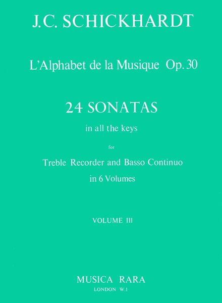 L' Alphabet - Sonatas, Op. 30 Nos. 9-12 : For Recorder and Basso Continuo / edited by Paul J. Everett.