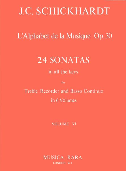 L' Alphabet - Sonatas, Op. 30 Nos. 21-24 : For Recorder and Basso Continuo / edited by Paul J. Everett.