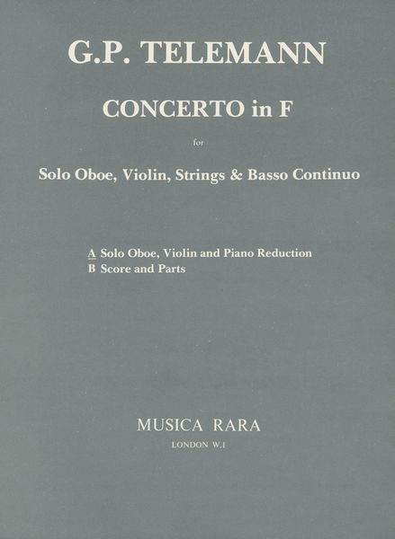 Concerto In F : For Oboe, Violin and Piano / edited by Anders Wiklund.