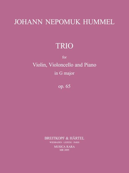 Piano Trio In G Major, Op. 65 : For Violin, Violoncello and Piano.