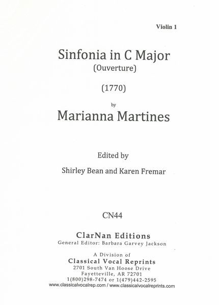 Sinfonia In C Major (Ouverture) (1770) : Full Score and Orchestral Parts Set.