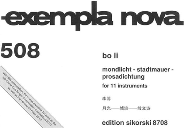 Mondlicht-Stadtmauer-Prosadichtung : For 11 Instruments (2011).