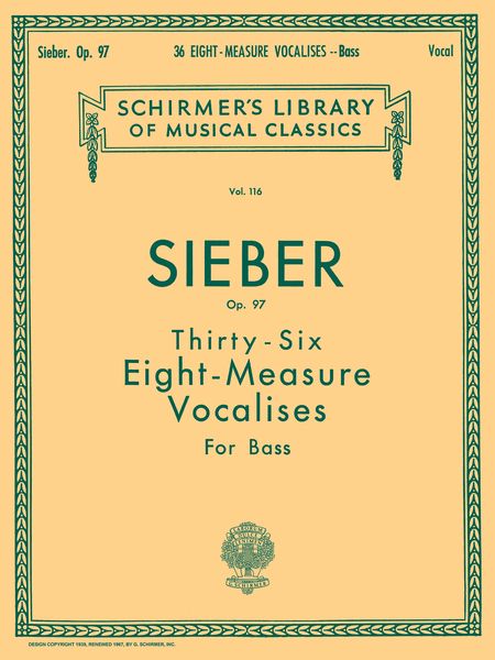 Thirty-Six Eight-Measure Vocalises For Elementary Vocal Teaching, Op. 97 : For Bass.