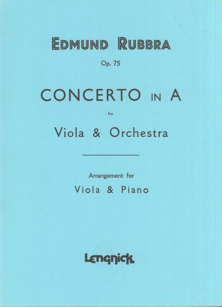 Concerto In A, Op. 75 : For Viola and Orchestra - Arrangement For Viola and Piano.