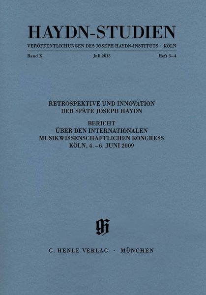 Haydn-Studien, Juli 2013.