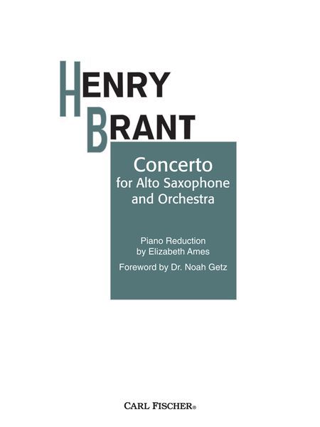 Concerto : For Alto Saxophone and Orchestra / Piano reduction by Elizabeth Ames.