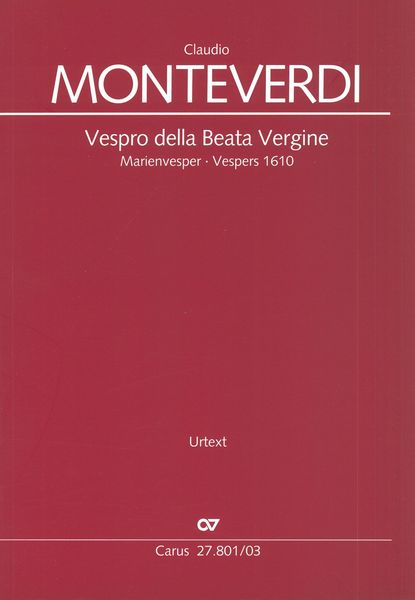 Vespro Della Beata Vergine : Vespers 1610, Sv 206 / edited by Uwe Wolf.