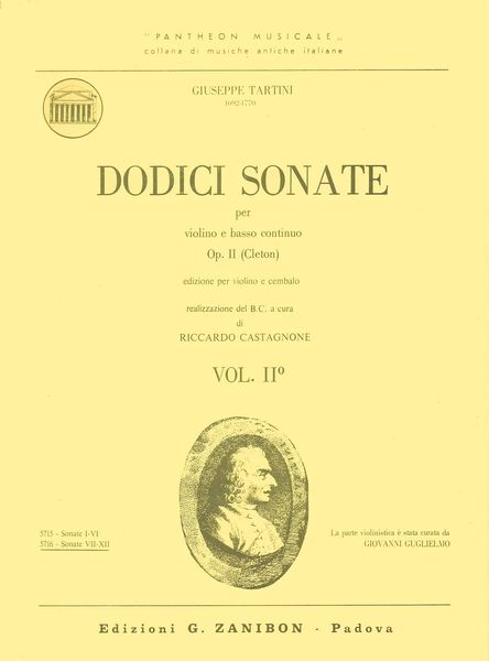 Dodici Sonate : Per Violino E Basso Continuo, Vol. 2 / Ed. Castagnone E Guglielmo.
