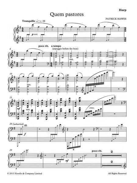 Quem Pastores : For SATB Chorus and Harp.