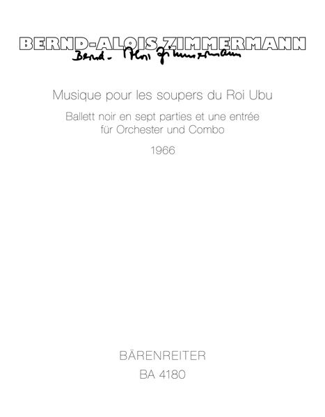 Musique Pour Les Soupers Du Roi Ubu : Für Orchester und Combo.