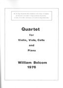 Quartet : For Violin, Viola, Cello and Piano (1976).