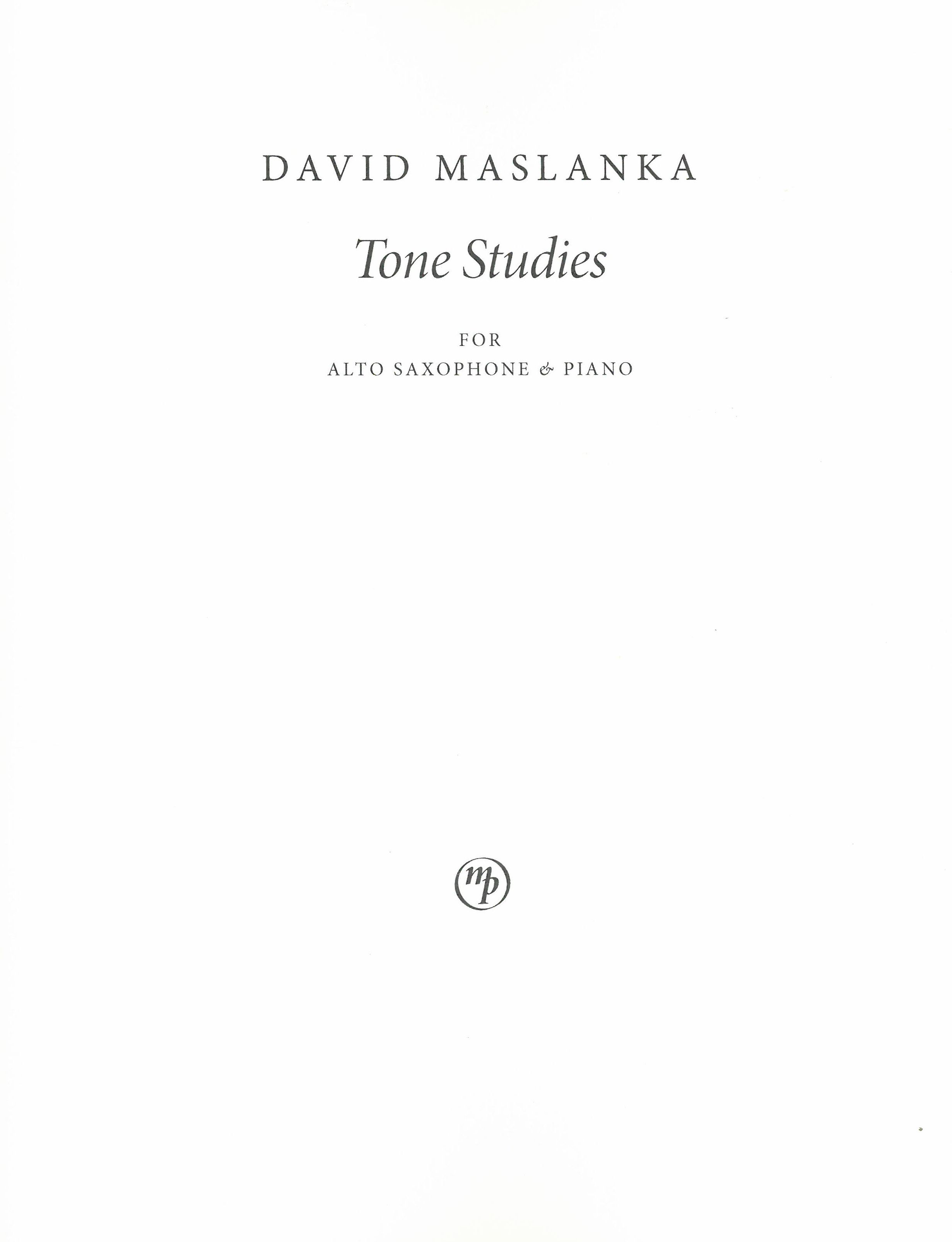 Tone Studies : For Alto Saxophone and Piano (2009).