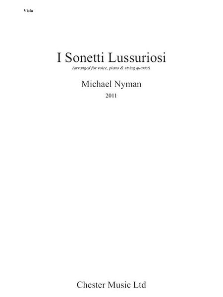 I Sonetti Lussuriosi : For Voice, Piano & String Quartet / arranged by Anthony Hinnigan (2010).