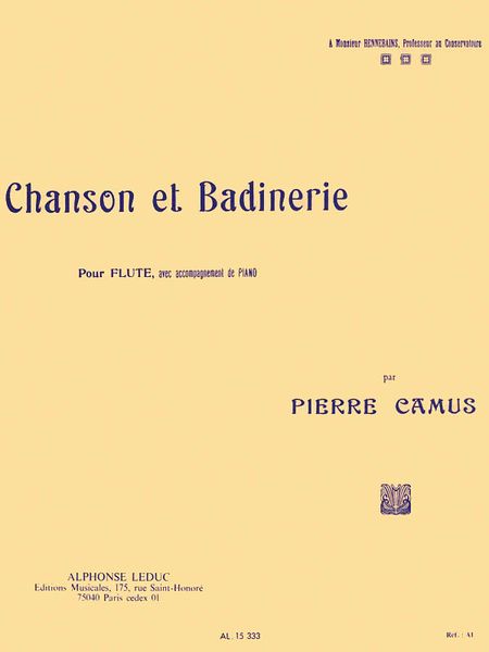 Chanson Et Badinerie : Pour Flute, Avec Accompagnement De Piano.