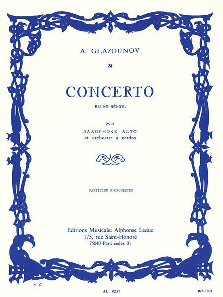 Concerto In Mi Bemol : Pour Saxophone Alto Et Orchestre A Cordes.