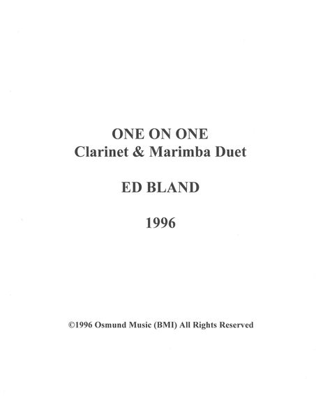 One On One : For Clarinet and Marimba.