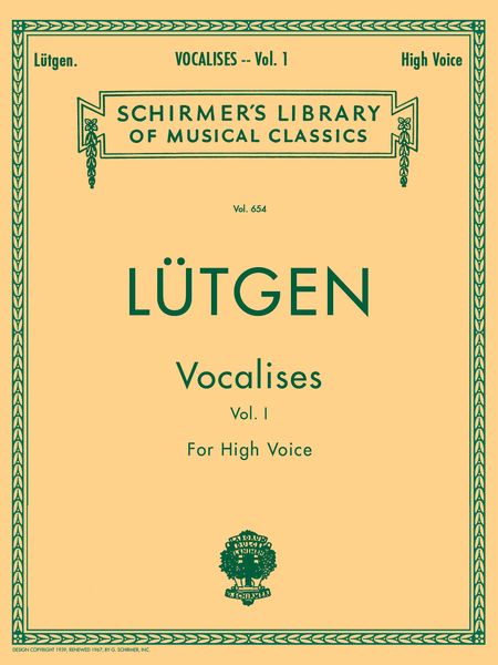 Vocalises, Vol. 1 (20 Daily Exercises) : For High Voice / Ed. by Max Spicker.