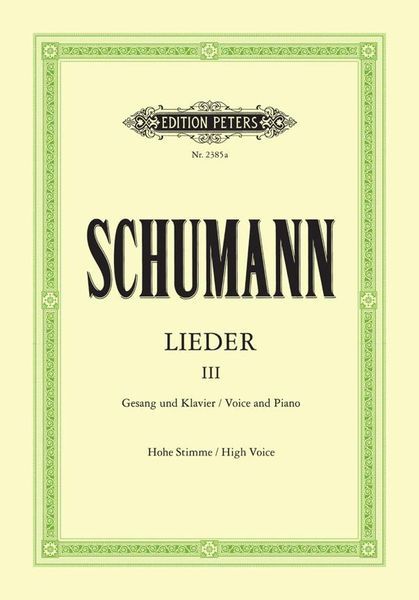 Songs, Vol. 3 : For High Voice (G) / edited by Max Friedlaender.