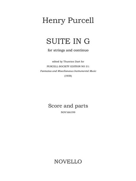 Suite In G : For Strings and Continuo / edited by Thurston Dart.