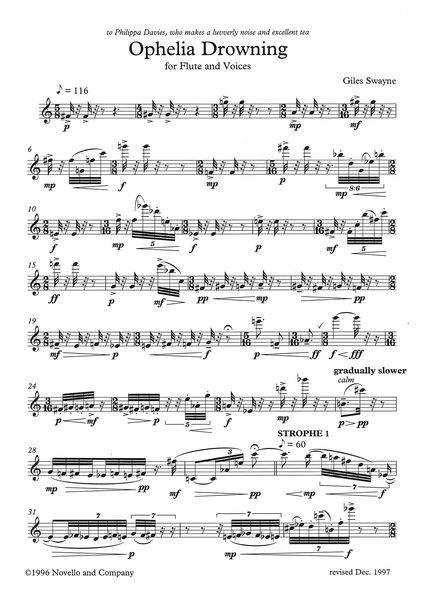 Ophelia Drowning, Op. 71 : For Flute and Voices.