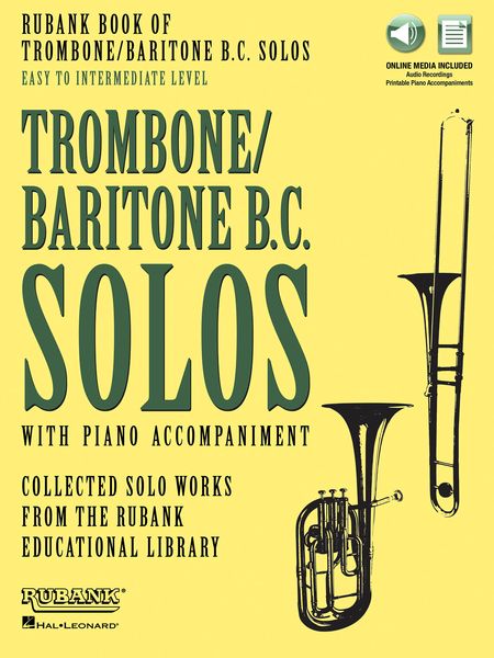 Rubank Book of Trombone/Baritone B.C. Solos With Piano Accompaniment - Easy To Intermediate Level.
