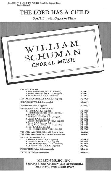 The Lord Has A Child : For SATB With Organ Or Piano.