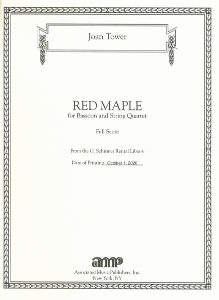 Red Maple : Concerto For Bassoon With Strings - Piano reduction.